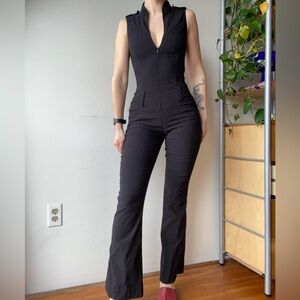 Le chateau flare jumpsuit Y2K 70s disco black size XXS made in Canada